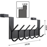 SKOLOO Deurhaak met 6 Haken - Zwart Metaal - 39 cm