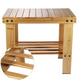 Yoassi Vintage Bamboeshocker Fusshocker Schemel - L x B x H 39 x 25 x 34 cm Robuuste antislip zitschemel, bijzettafel, bloempot, kinderstoel, treeplank L