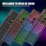 RedThunder K10 Spanish Wireless Gaming Keyboard and Mouse, Rechargeable 3800mAh and LED Backlight, Anti-Ghosting Keyboard + 7D Mouse 3200DPI for PC Gamers