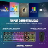 RedThunder K10 Spanish Wireless Gaming Keyboard and Mouse, Rechargeable 3800mAh and LED Backlight, Anti-Ghosting Keyboard + 7D Mouse 3200DPI for PC Gamers