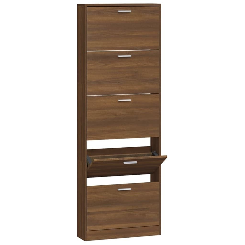 vidaXL Schoenenkast 59x17x169 cm bewerkt hout bruin eikenkleur