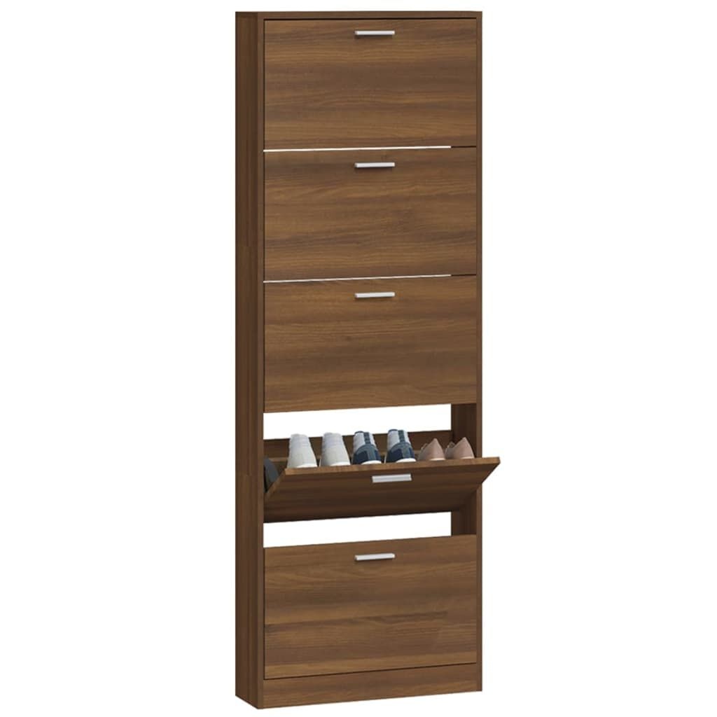 Schoenenkast bewerkt hout bruin eiken 59x17x169 cm - 61% Korting