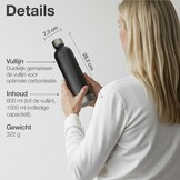 Nordiqo Roestvrijstalen Waterfles 1L - Zwart (2-Pack) | Compatibel met Aarke Carbonator 3 & SodaStream