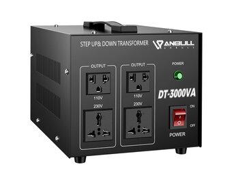 Anbull DT- 3000W spanningsomvormer ringkerntransformator, spanningsomvormer 110V naar 230V, Step Up Down Converter, stekker 230 naar 110 V, 50-60 Hz