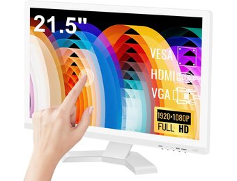 21,5-inch Touchscreen Monitor Full HD 1920x1080 met 10-punts Multi-Touch, HDMI/VGA/USB, Wit