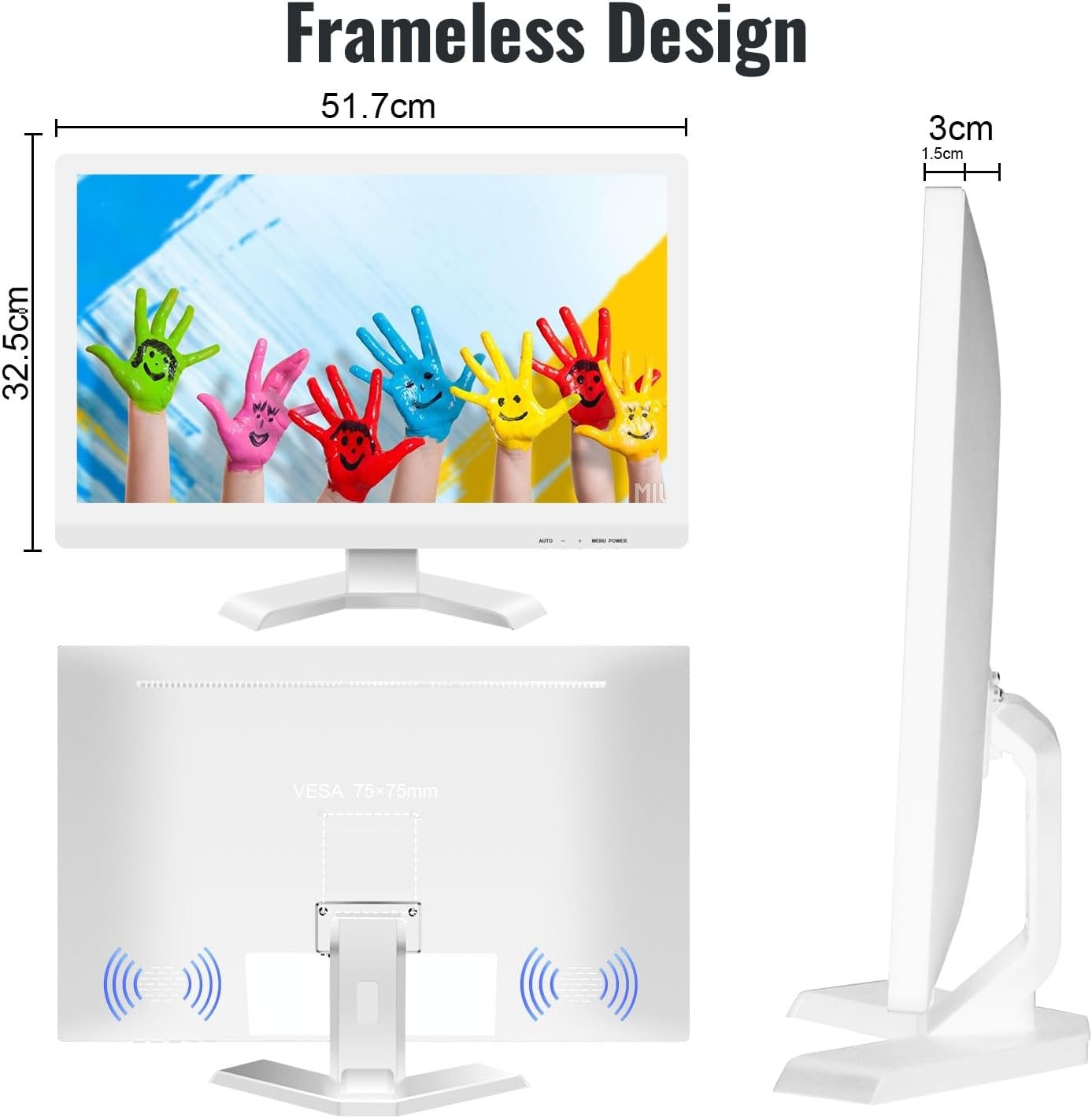 21,5-inch Touchscreen Monitor Full HD 1920x1080 met 10-punts Multi-Touch, HDMI/VGA/USB, Wit