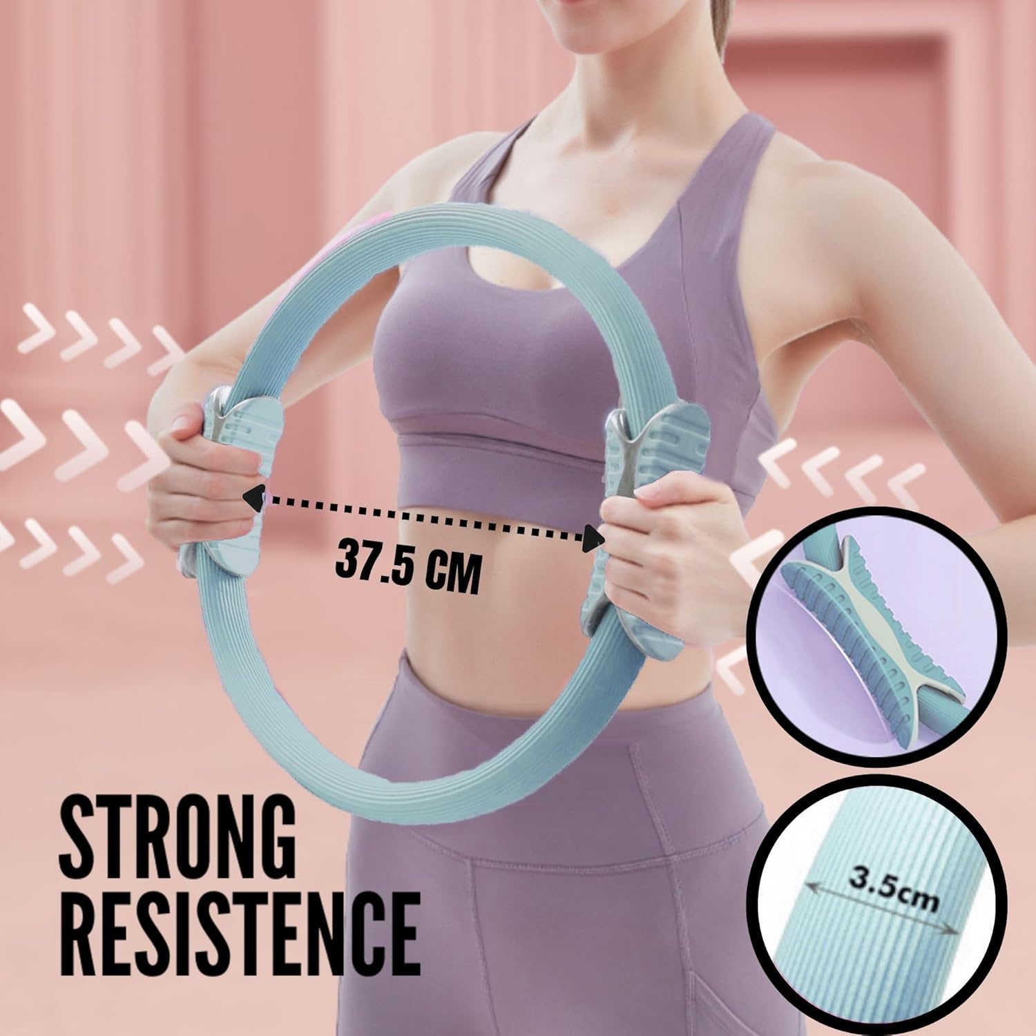 MAGIC SELECT Pilatesring voor training, yoga-ring met dubbele handgreep, pilatescirkel voor weerstand en flexibiliteit, magische banden voor benen en armen