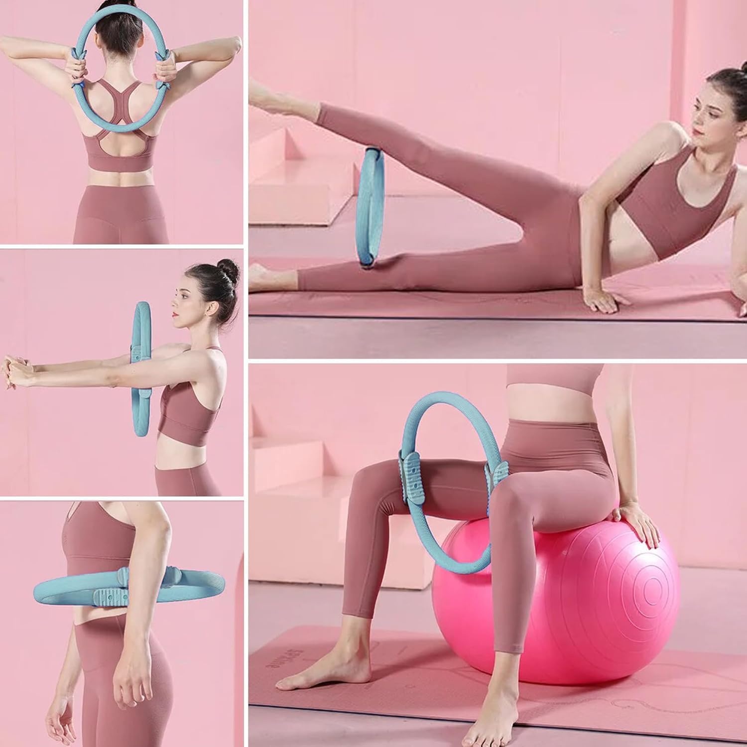 MAGIC SELECT Pilatesring voor training, yoga-ring met dubbele handgreep, pilatescirkel voor weerstand en flexibiliteit, magische banden voor benen en armen