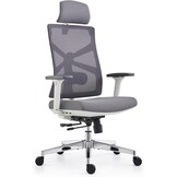 HOLLUDLE Ergonomische bureaustoel met adaptieve rugleuning, hoge rugleuning computerbureaustoel met 4D-armleuningen, verstelbare zitdiepte, lendensteun en 2D-hoofdsteun, draaibare taakstoel, wit