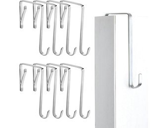 Set van 8 RVS Deurhaken - 5 cm diep - Zilver