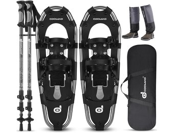 Odoland 4-in-1 Sneeuwschoen Set voor Dames en Heren - Inclusief Stokken, Gaiters en Tas - Verkrijgbaar in 54cm/63cm/76cm