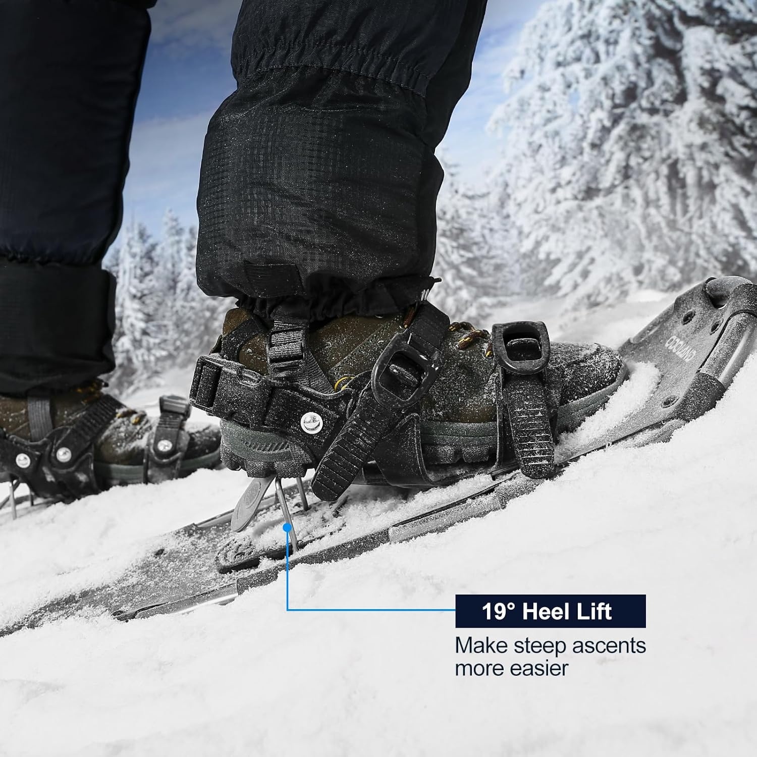 Odoland 4-in-1 Sneeuwschoen Set voor Dames en Heren - Inclusief Stokken, Gaiters en Tas - Verkrijgbaar in 54cm/63cm/76cm