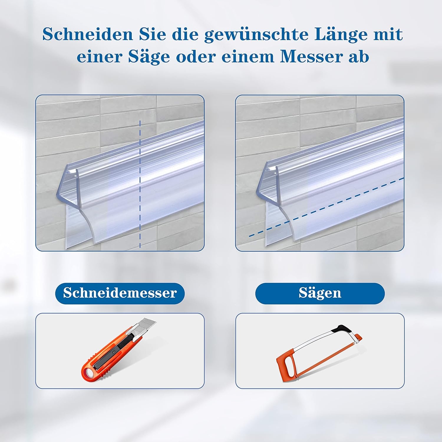 Douchedeur Afdichting 2 x 80 cm voor 4/5/6 mm Glasdikte Transparant