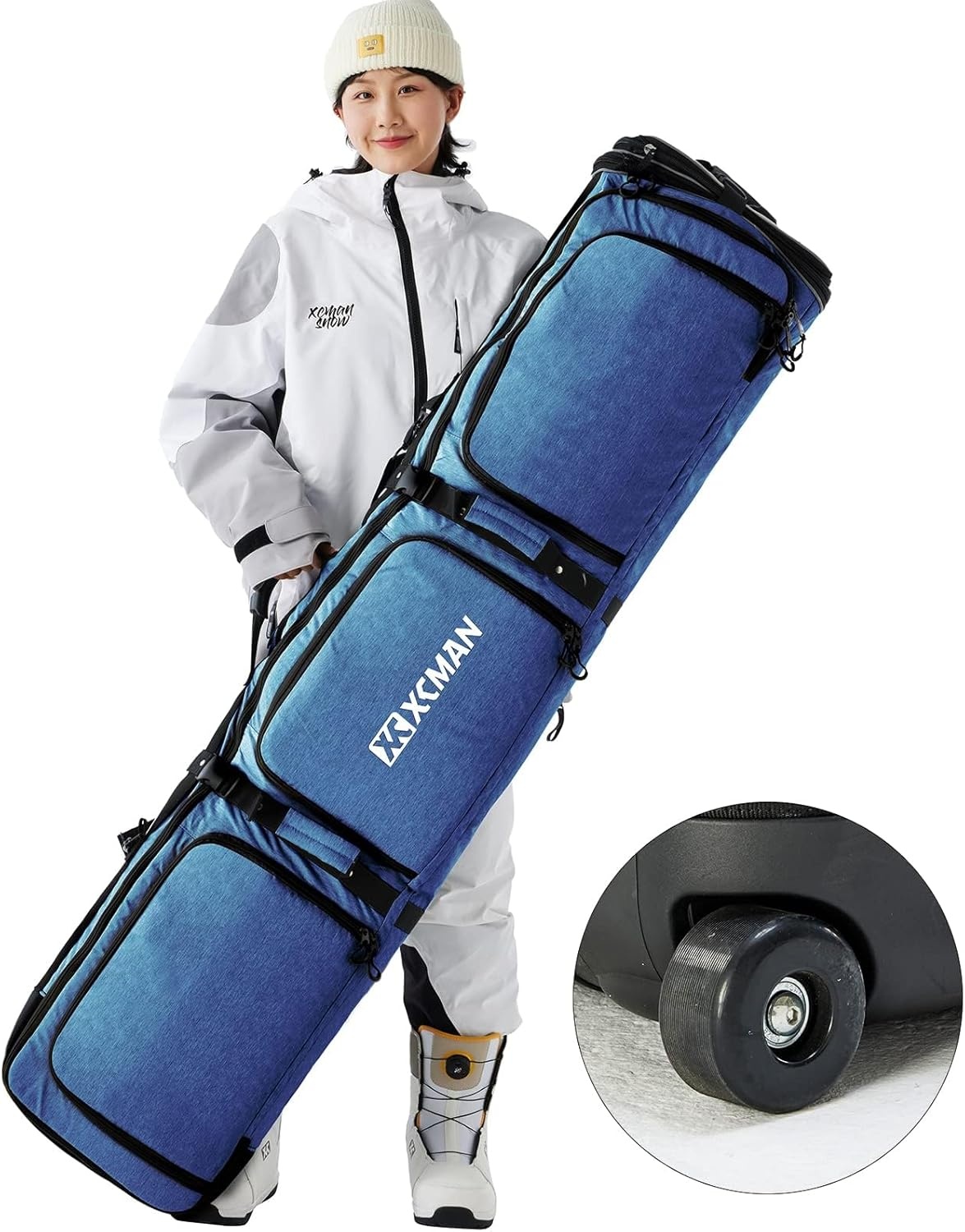 XCMAN Gewatteerde Snowboardtas - Verstelbaar 160-190 cm - Marineblauw