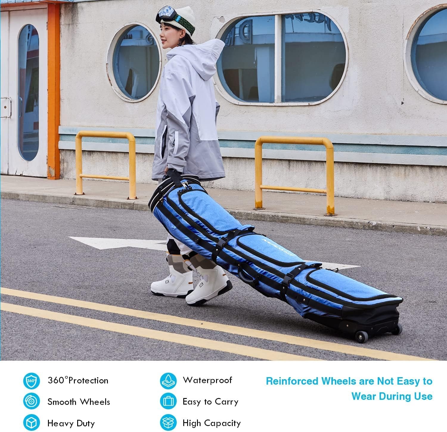 XCMAN Gewatteerde Snowboardtas - Verstelbaar 160-190 cm - Marineblauw