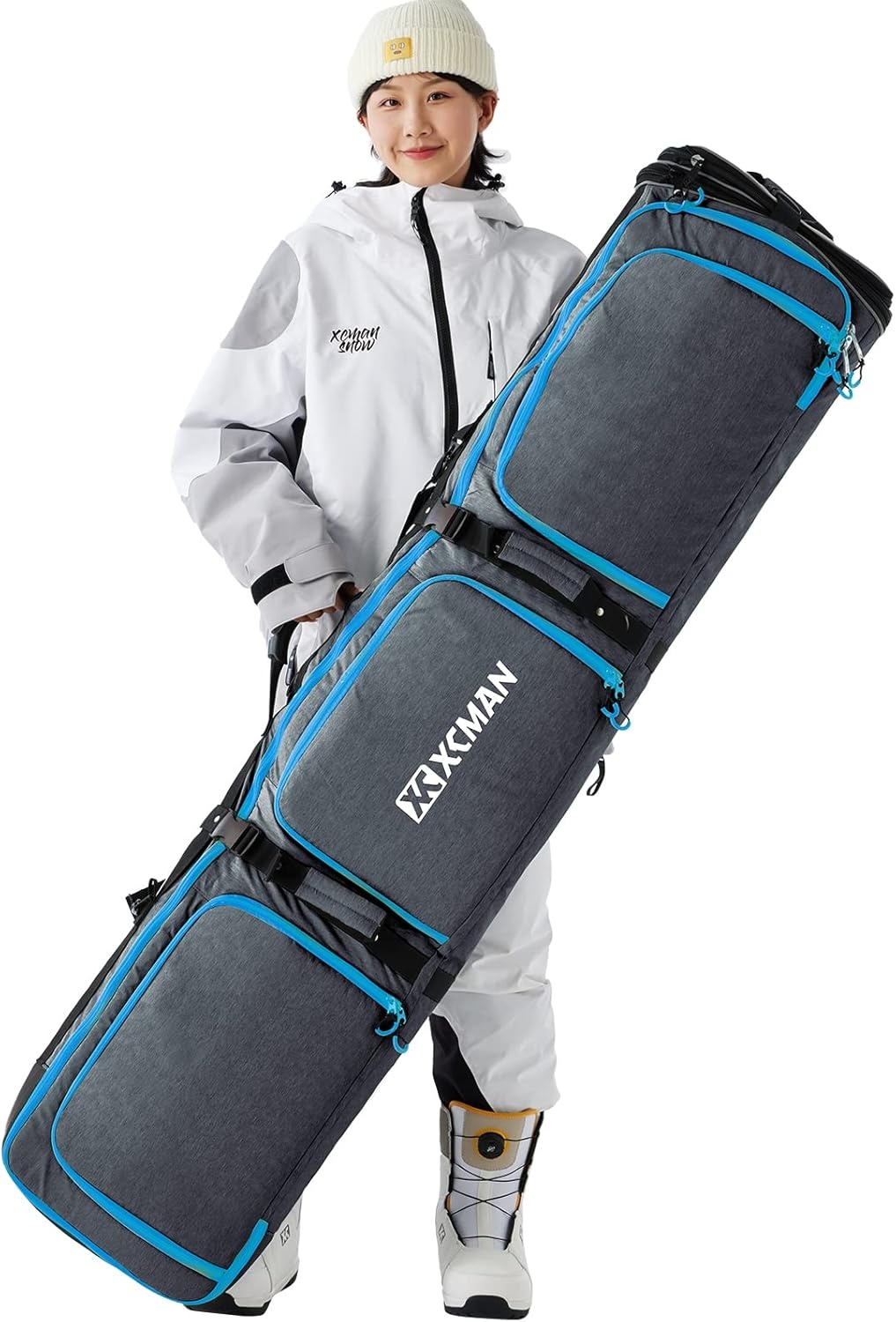XCMAN Gewatteerde Snowboardtas - Verstelbaar 160-190 cm - Marineblauw