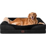 EHEYCIGA Orthopedisch Hondenbed Middelgrote Honden, Memory Foam Wasbaar en Waterdicht Hondenmand met 4 Randen, Hondenbank Hondenbank Antislip, Zwart, 106.5x76x18.5 cm