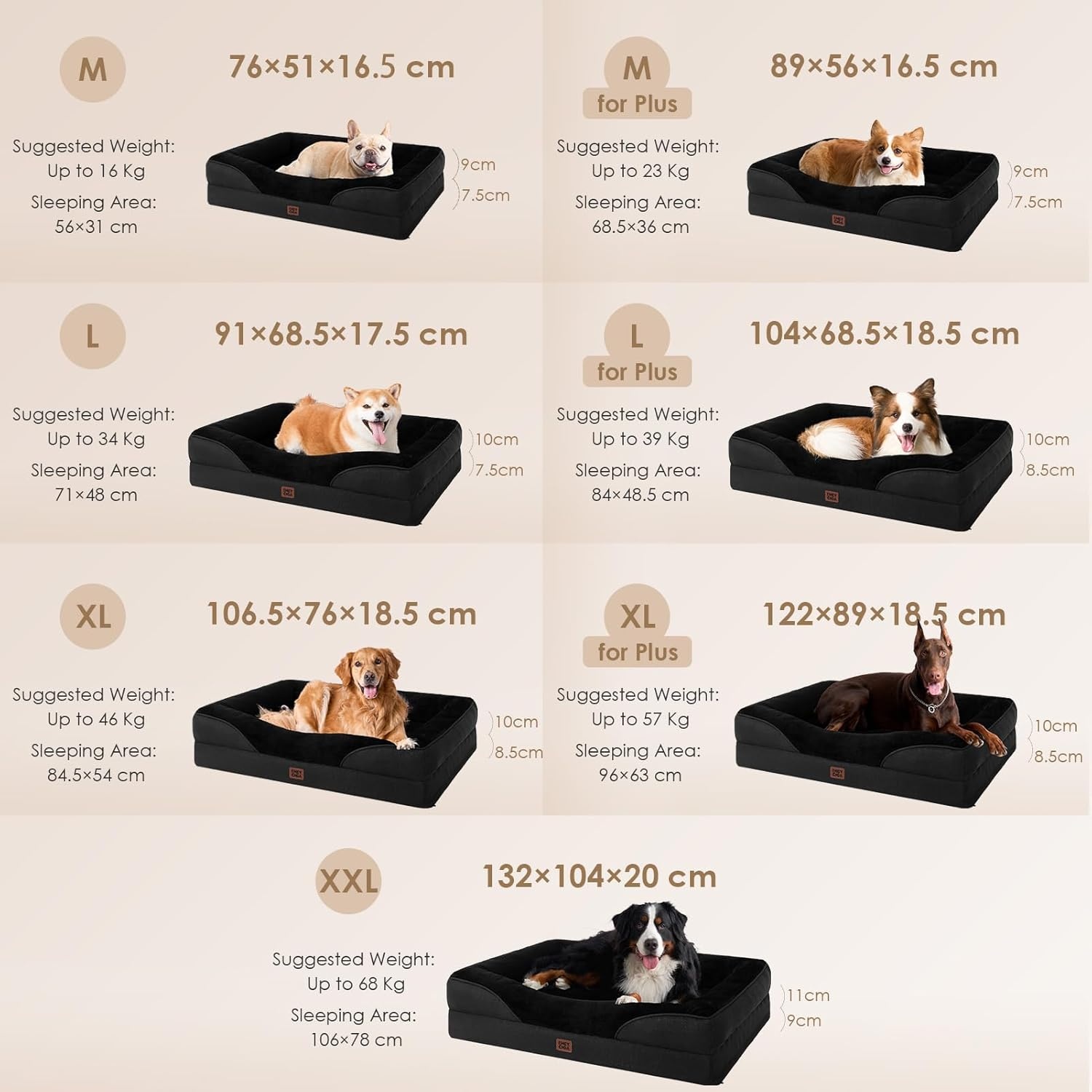 EHEYCIGA Orthopedisch Hondenbed Middelgrote Honden, Memory Foam Wasbaar en Waterdicht Hondenmand met 4 Randen, Hondenbank Hondenbank Antislip, Zwart, 106.5x76x18.5 cm