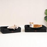 EHEYCIGA Orthopedisch Hondenbed Middelgrote Honden, Memory Foam Wasbaar en Waterdicht Hondenmand met 4 Randen, Hondenbank Hondenbank Antislip, Zwart, 106.5x76x18.5 cm