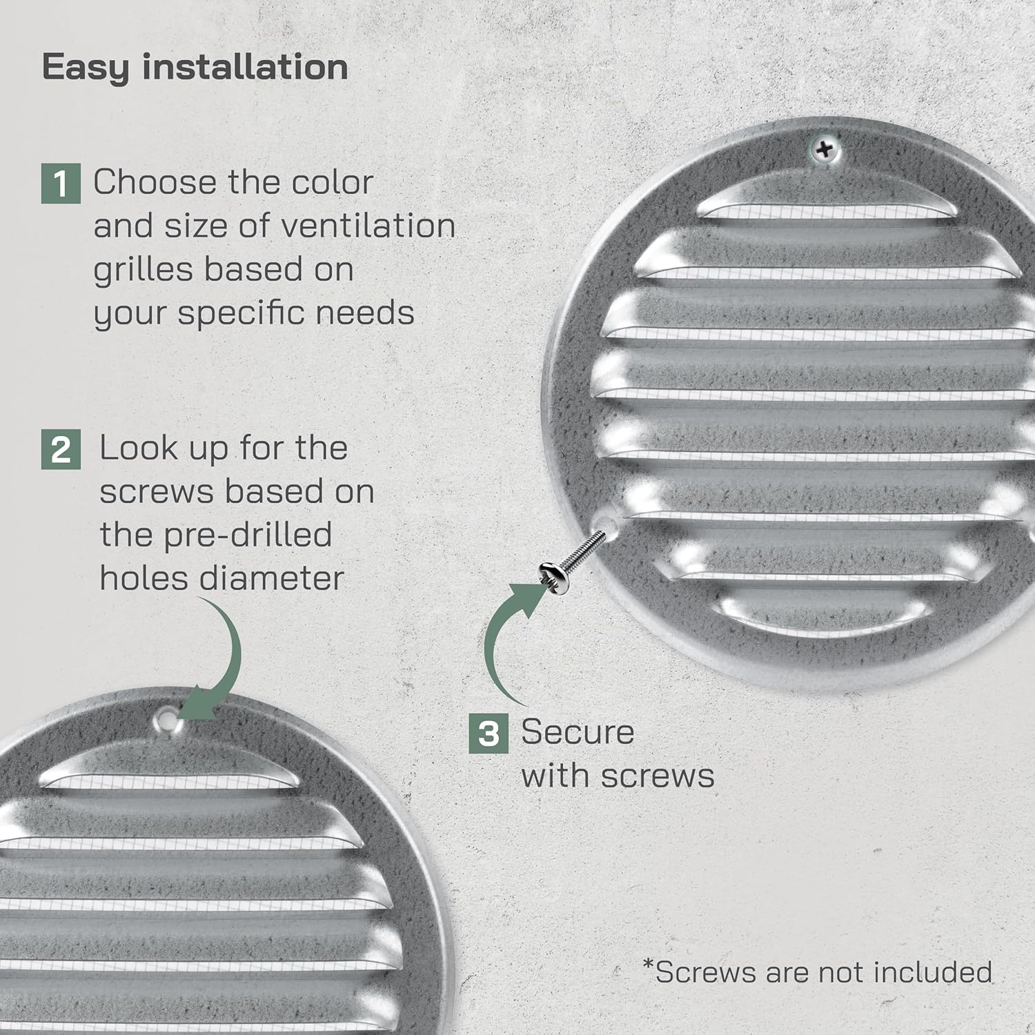 Vent Systems Rooster 4 Inch Gegalvaniseerd Staal - Set van 2 - Inbouw Insectenhor