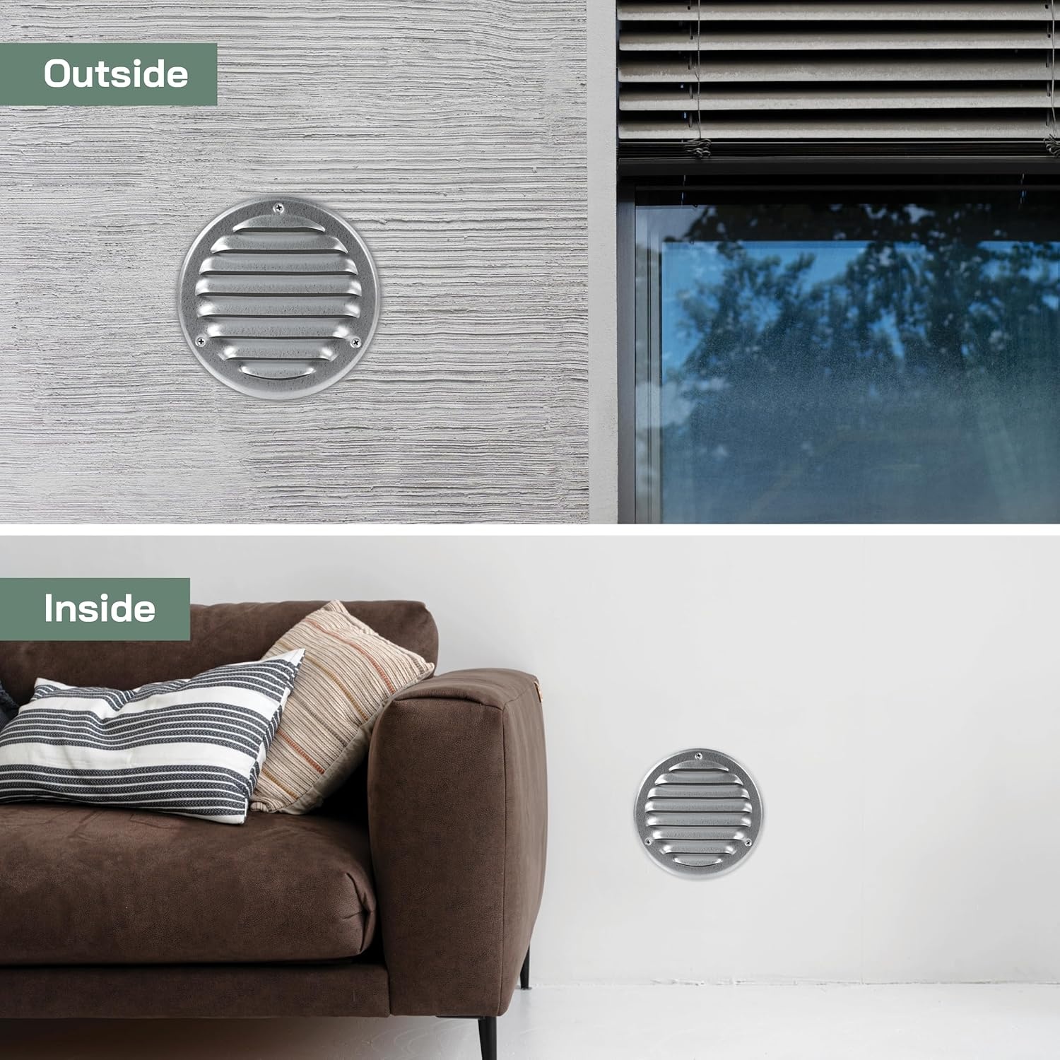 Vent Systems Rooster 4 Inch Gegalvaniseerd Staal - Set van 2 - Inbouw Insectenhor