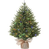 Alupssuc 2FT Kunstkerstboom met sokkel van linnen zak, perfect voor kerstdecoraties, thuis, groen