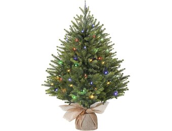 Alupssuc 2FT Kunstkerstboom met sokkel van linnen zak, perfect voor kerstdecoraties, thuis, groen