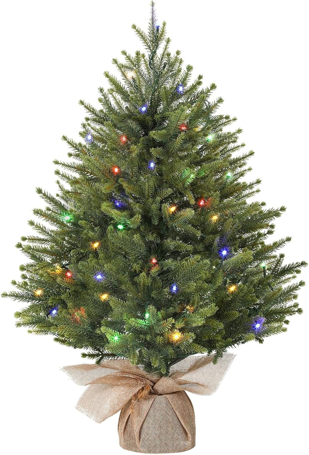 Alupssuc 2FT Kunstkerstboom met sokkel van linnen zak, perfect voor kerstdecoraties, thuis, groen