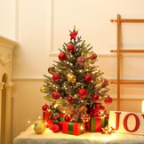 Alupssuc 2FT Kunstkerstboom met sokkel van linnen zak, perfect voor kerstdecoraties, thuis, groen