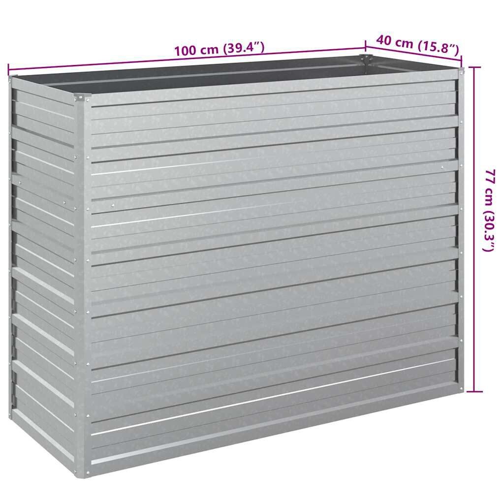 vidaXL Plantenbak verhoogd 100x40x77 cm gegalvaniseerd staal zilver