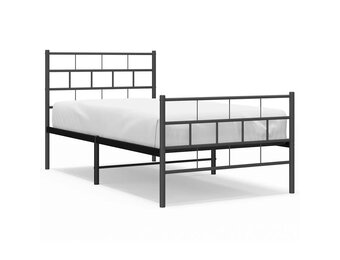 vidaXL Bedframe met hoofd- en voeteneinde metaal zwart 100x200 cm