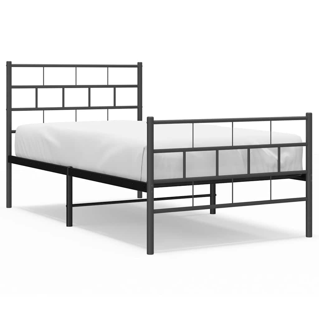 vidaXL Bedframe met hoofd- en voeteneinde metaal zwart 100x200 cm