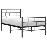 vidaXL Bedframe met hoofd- en voeteneinde metaal zwart 100x200 cm