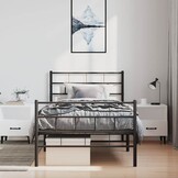 vidaXL Bedframe met hoofd- en voeteneinde metaal zwart 100x200 cm