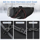 PETTOM Warme hondenjassen en jassen voor honden, waterdicht reflecterend hondenharnas vest winter hondenkleding met borstriem, wandelen buiten verstelbaar (zwart, 4XL)