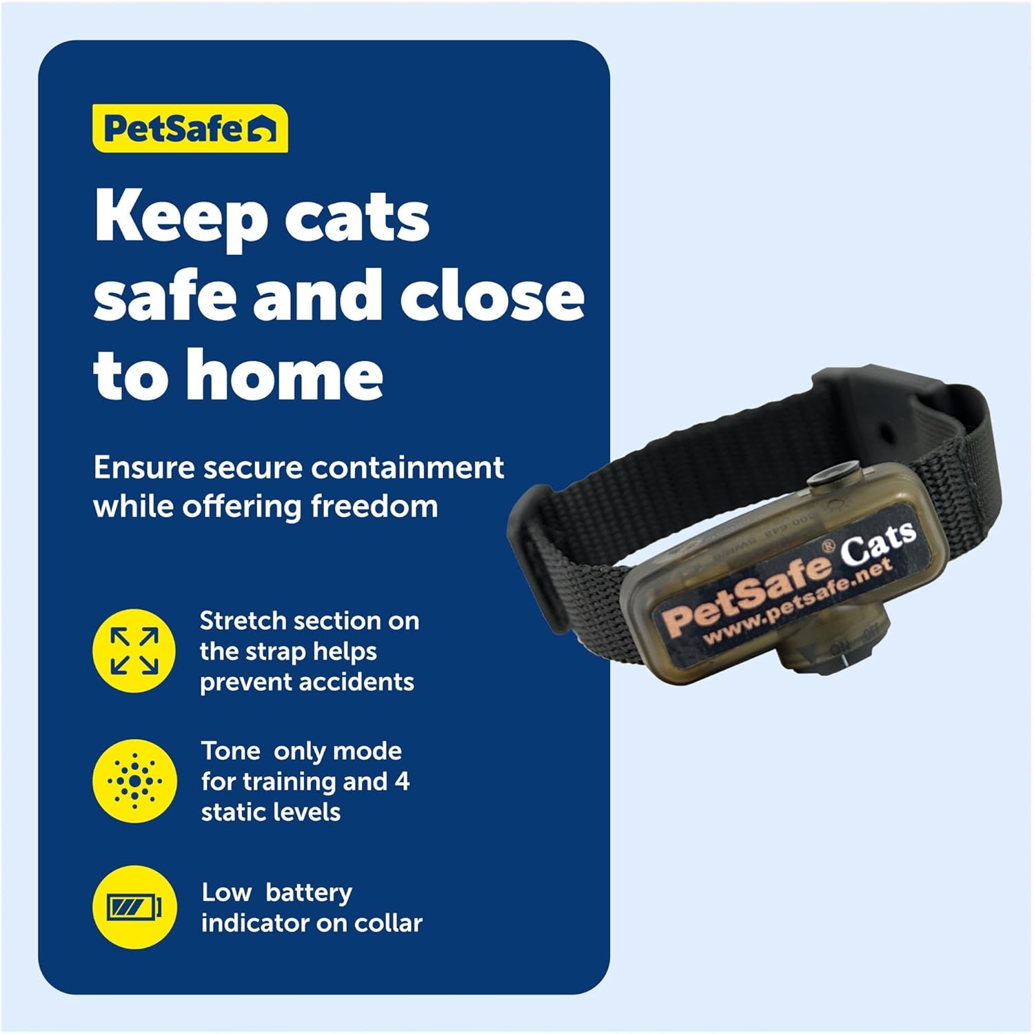 PetSafe Extra Halsband voor Katten - 4 Stimulatieniveaus, Lichtgewicht, Anti-verstikking, Batterijgevoed