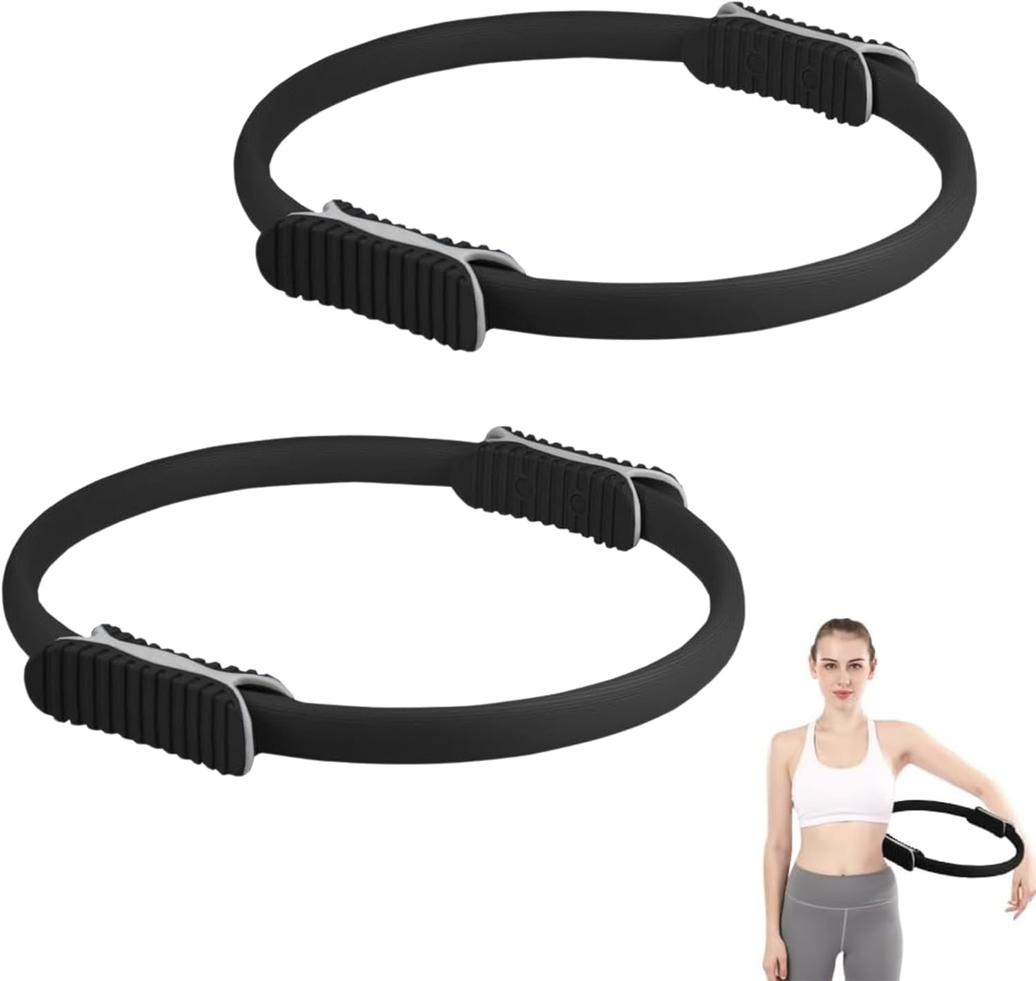 MAGIC SELECT Pilatesring voor training, yoga-ring met dubbele handgreep, pilatescirkel voor weerstand en flexibiliteit, magische banden voor benen en armen