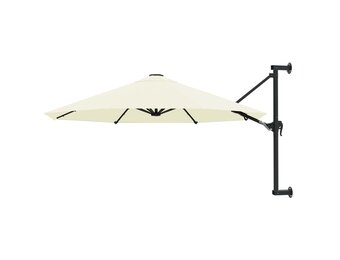 vidaXL Wandparasol met metalen paal 300 cm zandkleurig