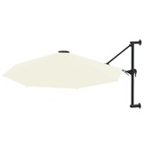 vidaXL Wandparasol met metalen paal 300 cm zandkleurig