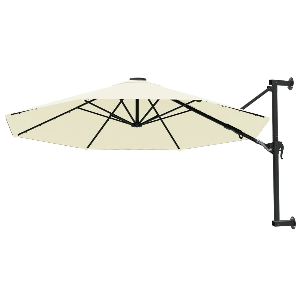 vidaXL Wandparasol met metalen paal 300 cm zandkleurig