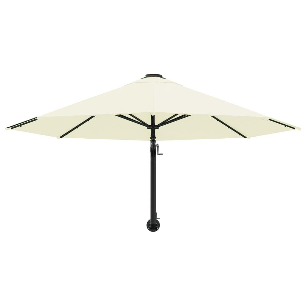 vidaXL Wandparasol met metalen paal 300 cm zandkleurig