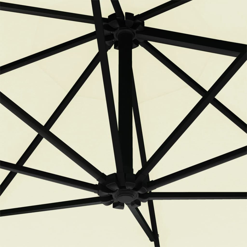 vidaXL Wandparasol met metalen paal 300 cm zandkleurig