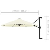 vidaXL Wandparasol met metalen paal 300 cm zandkleurig