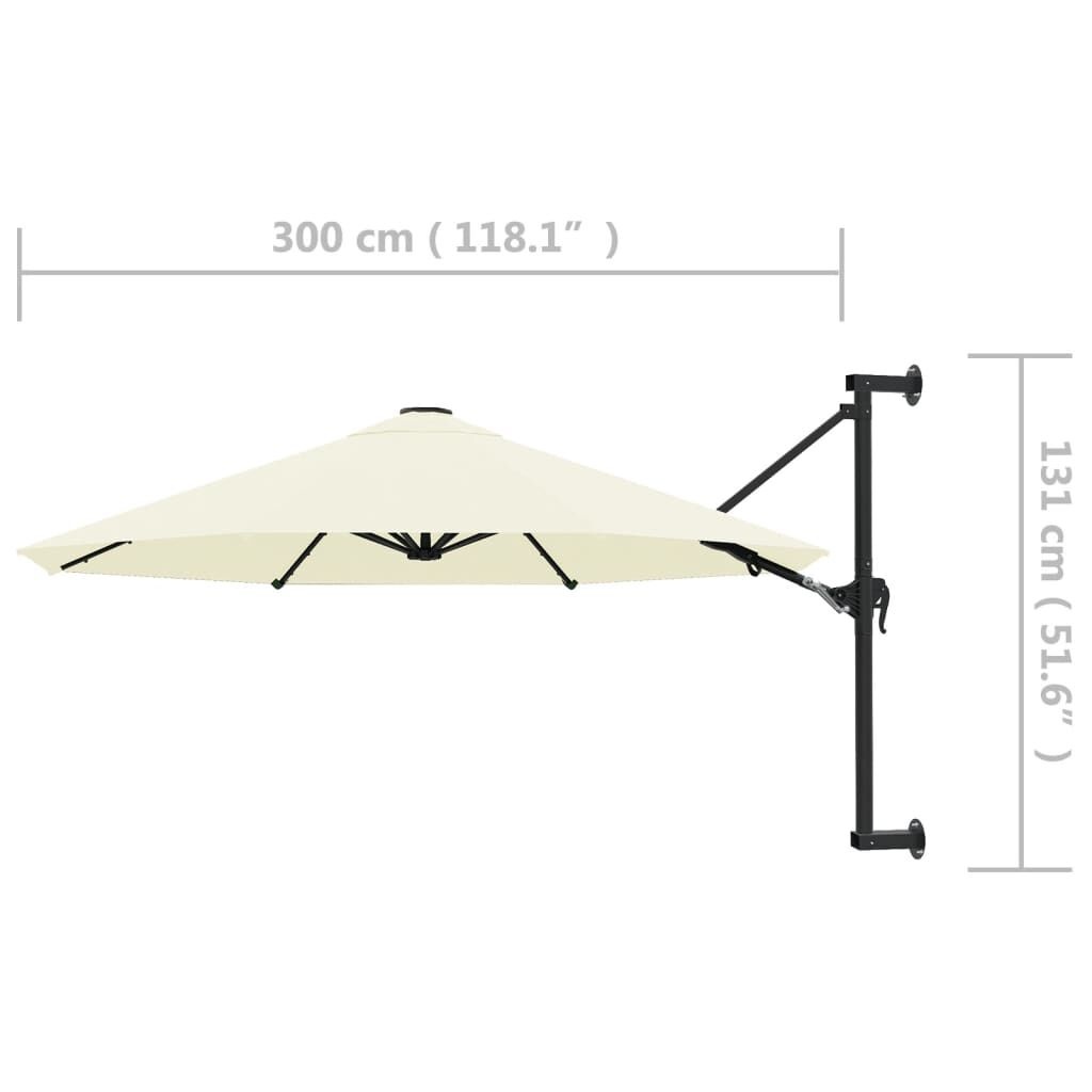 vidaXL Wandparasol met metalen paal 300 cm zandkleurig
