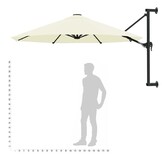vidaXL Wandparasol met metalen paal 300 cm zandkleurig