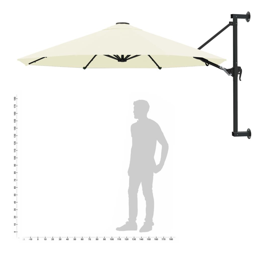 vidaXL Wandparasol met metalen paal 300 cm zandkleurig