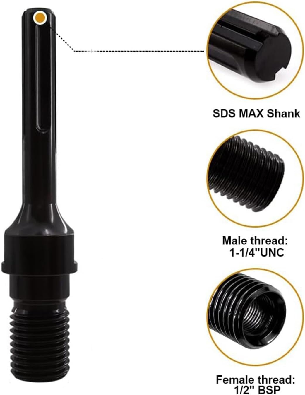 SDS Max Adapter voor Kernboor met 1-1/4" UNC schroefdraad - 190mm