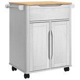 vidaXL Keuken Trolley Wit 72,5 x 45 x 80 cm Massief Vurenhout