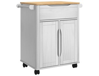 vidaXL Keuken Trolley Wit 72,5 x 45 x 80 cm Massief Vurenhout