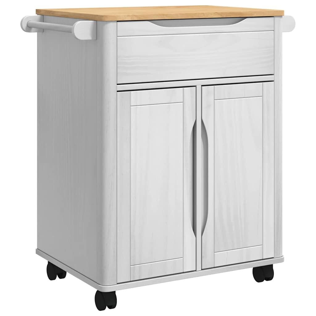 vidaXL Keuken Trolley Wit 72,5 x 45 x 80 cm Massief Vurenhout